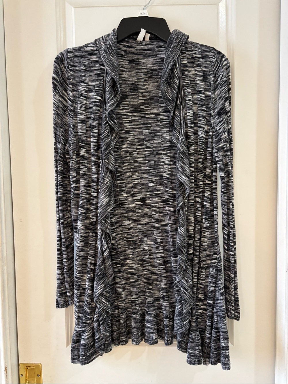 Women's Gray Heather Open-Front Ruffle Cardigan Dress